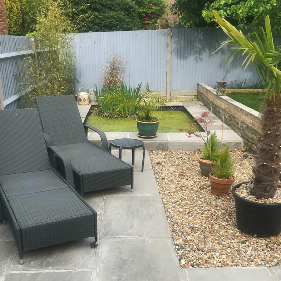 Classic silver grey natural sandstone patio paving slabs